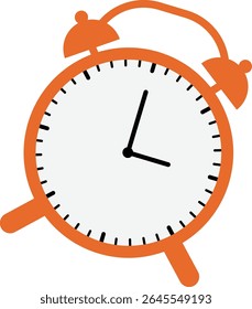 Classic Alarm Clock Icon in Flat Design for Time and Schedule Concepts