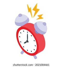 Klassischer Wecker Icon isometrische Vektorgrafik. Alter Morgen. Wecker-Wecker