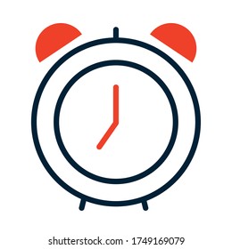 classic alarm clock icon over white background, half line half color style, vector illustration
