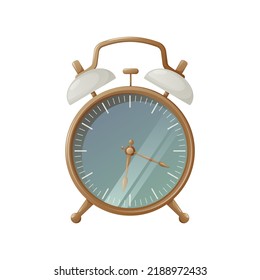 Classic alarm clock, vector illustration. Signal to wake up to school, work, study, university.
