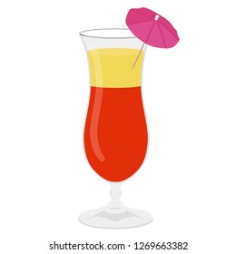 Classic alcohol cocktail drink isolated on white. Vector illustration. Tequilla Sunrise 