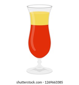 Classic alcohol cocktail drink isolated on white. Vector illustration. Tequilla Sunrise 