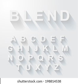 Classic alphabet with modern long shadow effect. Shadows has been made with blend and transparency so can be copied and paste on every background.