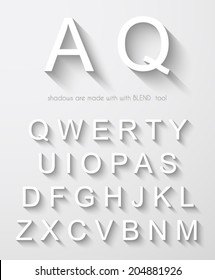 Classic alphabet with modern long shadow effect. Shadows has been made with blend and transparency so can be copied and paste on every background.