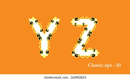 Classic alphabet - YZ letters.