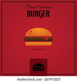 Classic american burger. Vector art.