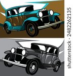 Classic american cars and abstract background
