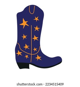 Classic american cowboy boot for fashion lifestyle design. Vector isolated collection. Fashion vintage poster.