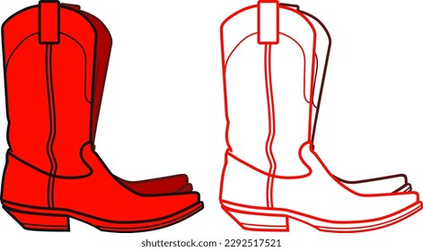 classic american cowboy boots with high toe and heel