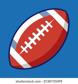 A classic American football design, perfect for creating graphics for sports fans. The illustration features a realistic-looking football with stitches and laces.