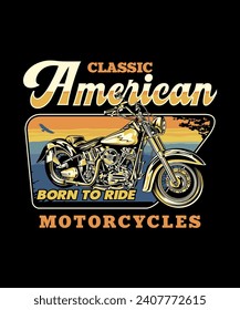 Classic American Motorcycles Vintage Vector Illustration