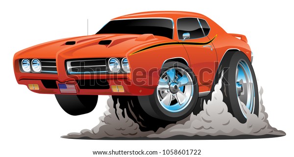 Classic\
American Muscle Car Cartoon Vector\
Illustration