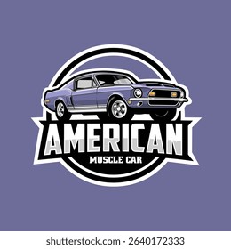 Classic american muscle car circle emblem logo vector isolated. Best for automotive tshirt design