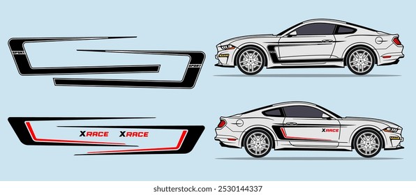 Classic american muscle car side door fender, stripe design. Auto vinyl decal template. 
Suitable for print or cut (Silhouette, cricut cameo etc.)
Scaling without loss of quality for different car mod