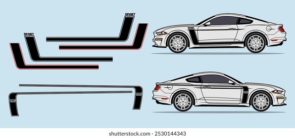 Classic american muscle car side door fender, stripe design. Auto vinyl decal template. 
Suitable for print or cut (Silhouette, cricut cameo etc.)
Scaling without loss of quality for different car mod