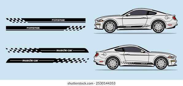 Classic american muscle car side door fender, stripe design. Auto vinyl decal template. 
Suitable for print or cut (Silhouette, cricut cameo etc.)
Scaling without loss of quality for different car mod