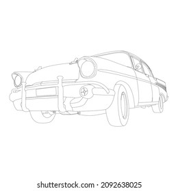 Classic American muscle car sketch for coloring book, icon, digital art, and others