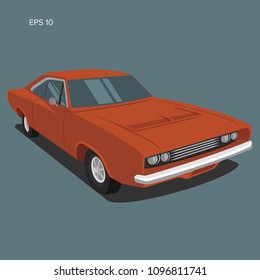 Classic american muscle car vector illustration. Powerfull vintage automobile. Legend car