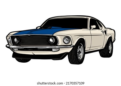 Classic american muscle car - vector illustration