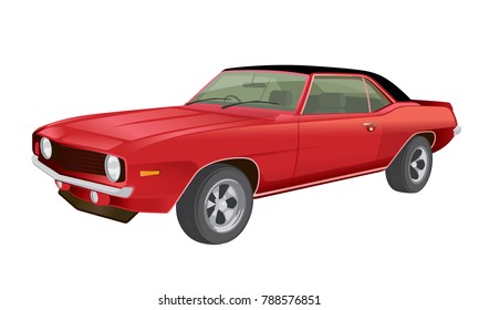 Classic American Muscle car vector illustration red body paint