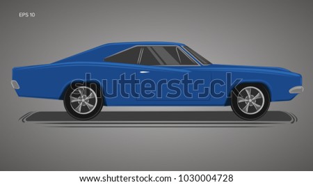 Classic american muscle car vector illustration. Powerfull vintage automobile. Legend car