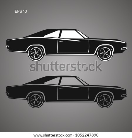 Classic american muscle car vector illustration. Powerfull vintage automobile. Legend car