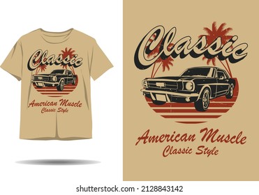 Diseño de camiseta estilo clásico del músculo americano clásico