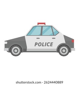 Classic american police car with sirens on the roof parked in side view