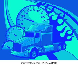 Classic American semi Truck vector Illustration design