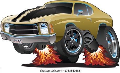 Classic American Seventies Muscle Car Cartoon Stock Vector (Royalty ...