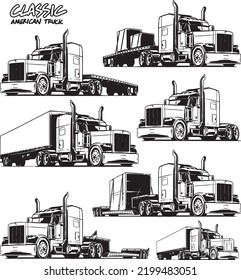 Classic American Truck Black White Vector Stock Vector (Royalty Free ...