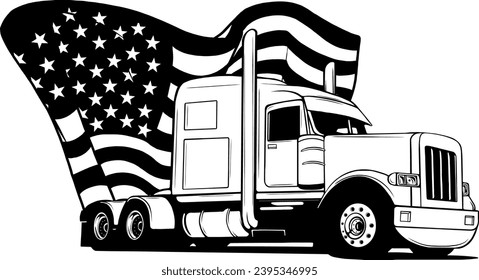 Classic American LKW. Schwarz-Weiß