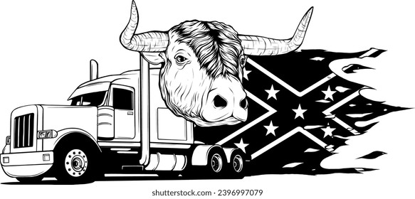 Classic American Truck. Black and white