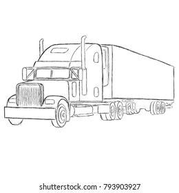 Classic American Truck Hand Drawn Vector Stock Vector (Royalty Free ...