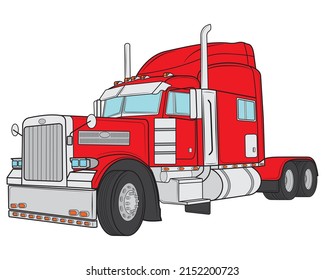 Classic American Truck isolated on white background. Vector illustration.