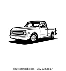 Classic American Truck Vector Art Illustration Isolated. Best for Retro Classic Automotive Enthusiast Related Illustration