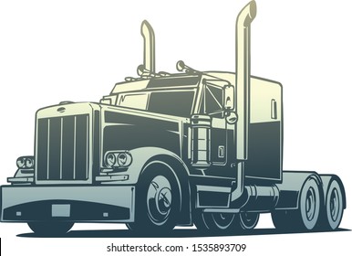 Classic American Truck Vector Illustration