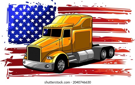 Classic American Truck. Vector illustration design art