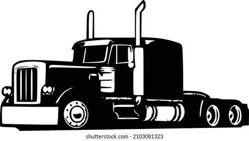 classic american truck vector illustration, truck with black and white background can be used for logo elements