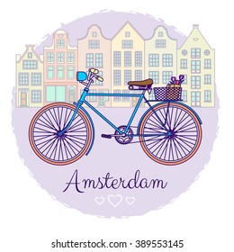 Classic Amsterdam Bike Illustration