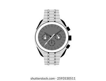 Classic analog men's wrist watch on white background. Close up.