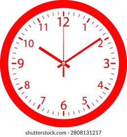 Classic Analog Wall Clock Icon Vector Illustration with Black Rim, White Face, and Precise Minute and Hour Markings for Timekeeping Concept