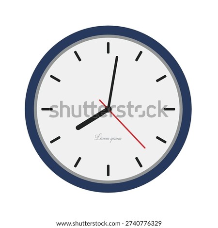 Classic analog wall clock icon with round frame and hour, minute and second hands isolated on light background.