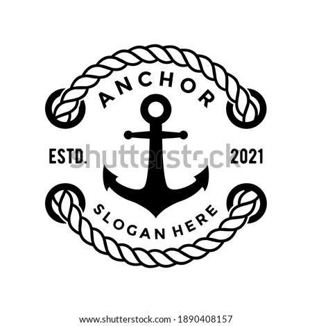 classic anchor retro logo design. vintage style, vector illustration.