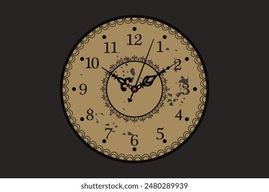 classic ancient clock engraved logo design illustration