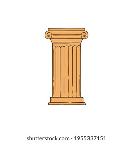 Columna clásica de la Antigua Grecia - pilar amarillo corto