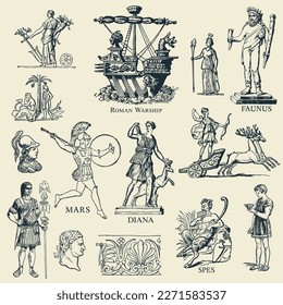 Classic Ancient Roman Vector Illustrations