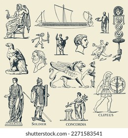 Classic Ancient Roman Vector Illustrations