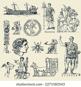 Classic Ancient Roman Vector Illustrations