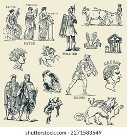 Classic Ancient Roman Vector Illustrations